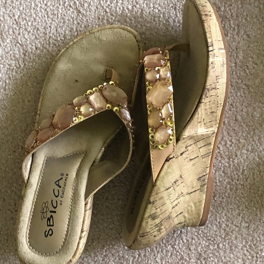 SBICCA of California wedge thong sandals.
